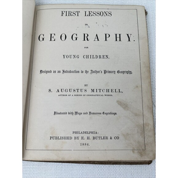Mitchell’s First Lessons In Geography 1884 E.H. Butler & Co. - Color Maps Read - Picture 3 of 14